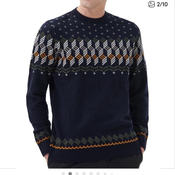 Barbour 100% Wool Men's Navy Tursdale Fair Isles Sweater